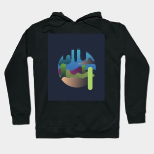 Retro desert with a cut in sky, cacti, and clouds Hoodie